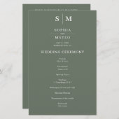 Sage Green Classic Programme de mariage minimalist (Devant / Derrière)
