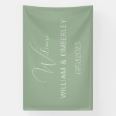 Sage Green Classic Rustic Simple Modern Wedding Spandoek (Verticaal)