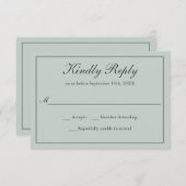 Sage Green Classic Simple Elégant Mariage RSVP (Devant / Derrière)