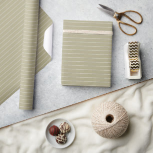 Sage Green Color Simple Stripes Wrapping Paper Cadeaupapier