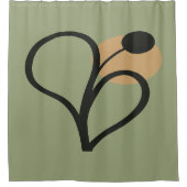 Sage Green Contemporary Botanical Douchegordijn (Voorkant)