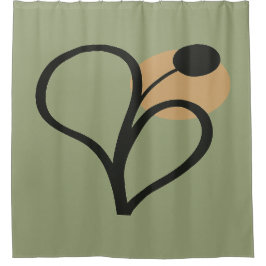 Sage Green Contemporary Botanical Douchegordijn