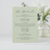 Sage Green Coordinate Wedding Details Informatiekaartje (Staand voorkant)
