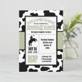 Sage Green Cowhide Cowboy Invitation Anniversaire (Debout devant)