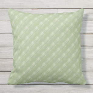 Sage Green Cream Diagonals Outdoor Pillow 20x20 Buitenkussen