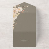 Sage Green Cream Floral QR Code All In One Uitnodiging (Buitenkant)