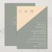 Sage Green Cream Monogram QR Code Vrijgezellenfees Kaart (Voorkant / Achterkant)