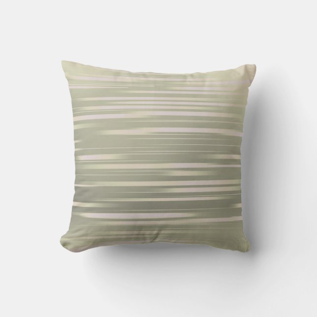 Sage Green & Cream Striped Sierkussen (Voorkant)