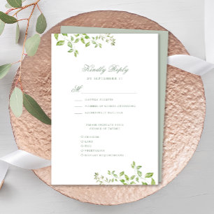 Sage Green Crest Monogram Modern groen Bruiloft RSVP Kaartje