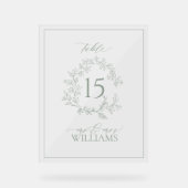 Sage Green Crest Monogramme Mariage Numéro de tabl (Recto)