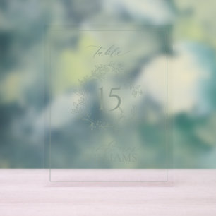Sage Green Crest Monogramme Mariage Numéro de tabl