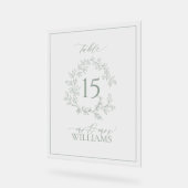 Sage Green Crest Monogramme Mariage Numéro de tabl (Angle)