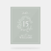 Sage Green Crest Monogramme Mariage Numéro de tabl (Recto)