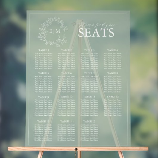 Sage Green Crest Monogramme Mariage Siège (Neutre)