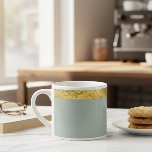 Sage green cup / Cup with golden edge Espresso Kop