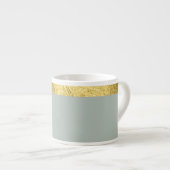 Sage green cup / Cup with golden edge Espresso Kop (Voorkant rechts)