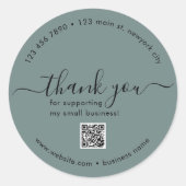 Sage Green Custom Bedankt Stickers met QR-code (Voorkant)