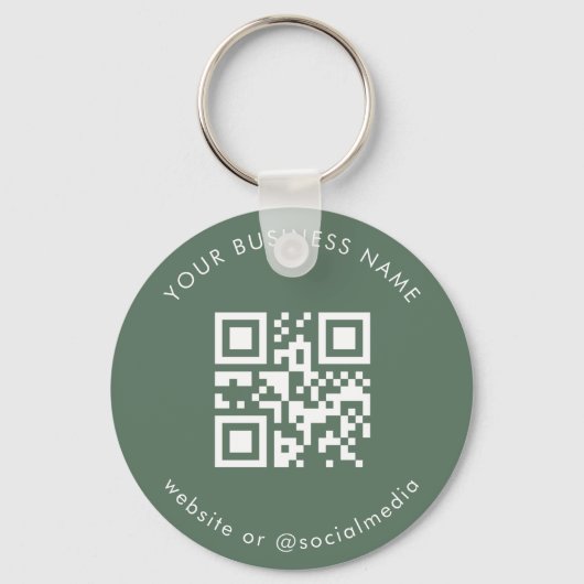 Sage Green Custom Business Qr Code Scan Sleutelhan Sleutelhanger (Voorkant)