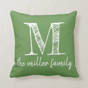 Sage Green Custom Monogrammed Family Pillow Kussen