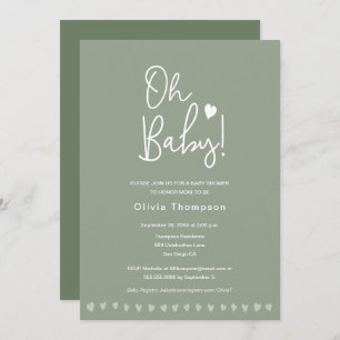 Sage Green Custom OH Baby shower Genderneutraal Kaart