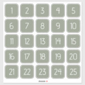 Sage Green Customizable Square Number Stickers  (Feuille)