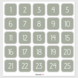 Sage Green Customizable Square Number Stickers