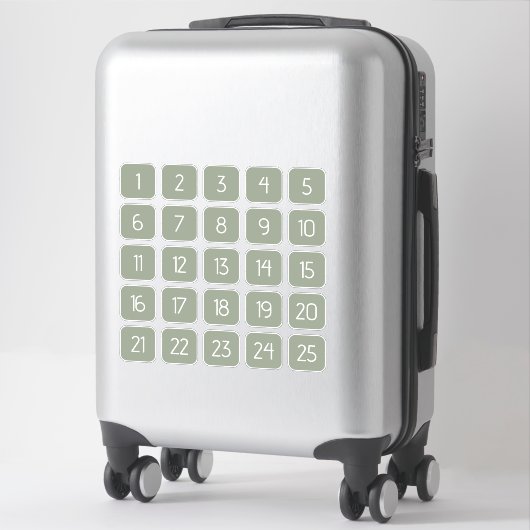 Sage Green Customizable Square Number Stickers  (Sur valise)