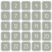Sage Green Customizable Square Number Stickers  (Voorkant)