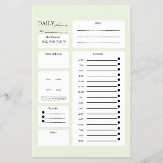 Sage Green Daily Planner with Mood & Goal Tracker Flyer (Voorkant)