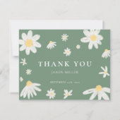 Sage Green Daisy Carte de remerciements (Devant)