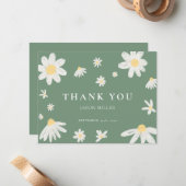 Sage Green Daisy Carte de remerciements (Devant/Arrière en situation)
