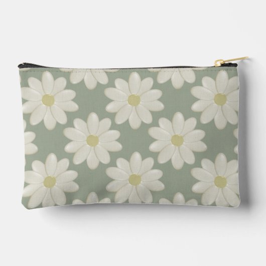 Sage Green Daisy Monogrammed Accessoirezak Etui (Achterkant)