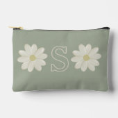 Sage Green Daisy Monogrammed Accessoirezak Etui (Voorkant)