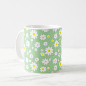 Sage Green Daisy Motif Spring Coffee Mug (Devant gauche)