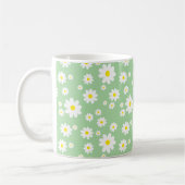 Sage Green Daisy Motif Spring Coffee Mug (Gauche)
