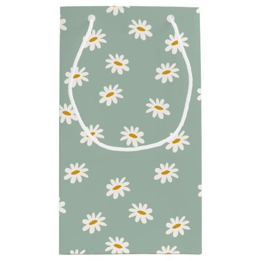 Sage Green Daisy Patroon Klein Cadeauzakje (Achterkant)