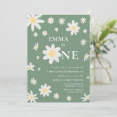 Sage Green Daisy Première 1ère invitation Annivers (Debout devant)