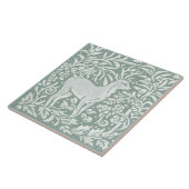 Sage Green Deer Woodland Forest William Morris Tegeltje (Zijkant)