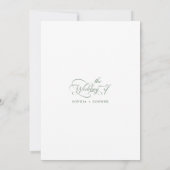 Sage Green Delicate Elegant Script Wedding Kaart (Achterkant)