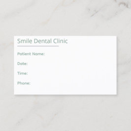 Sage Green Dental Appointment Card One Line Afsprakenkaartje