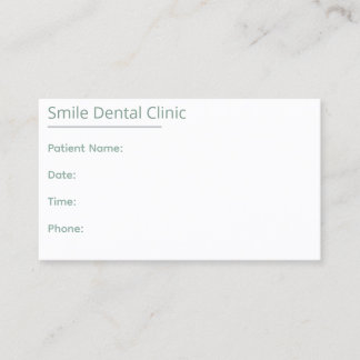 Sage Green Dental Appointment Card One Line Afsprakenkaartje