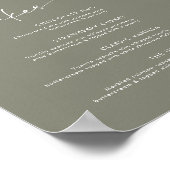 Sage Green Dessert Cupcake Menu Trouwbord Poster (Hoek)