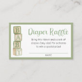 Sage Green Diaper Raffle Card | Baby Shower Insert Informatiekaartje (Voorkant)