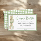 Sage Green Diaper Raffle Card | Baby Shower Insert Informatiekaartje