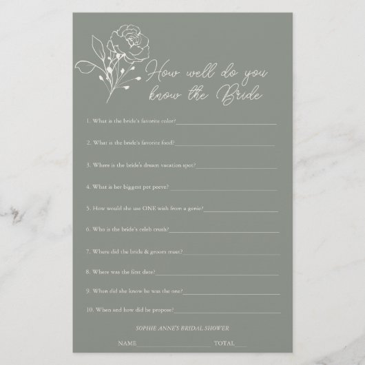 Sage Green die weet dat de bruid Vrijgezellenfeest (Voorkant)