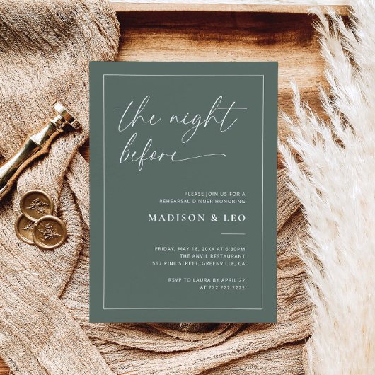 Sage Green Dîner de répétition Mariage Invitation