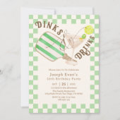Sage Green Dinks & Drinken Pickleball Verjaardag Kaart (Voorkant)