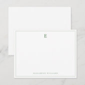 Sage Green Double Border Simple Elegant Monogram Notitiekaartje (Voorkant / Achterkant)