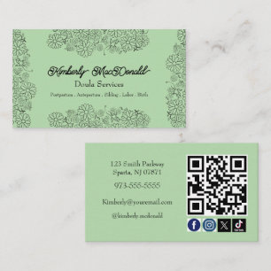 Sage Green doula-diensten social icon QR-code Visitekaartje