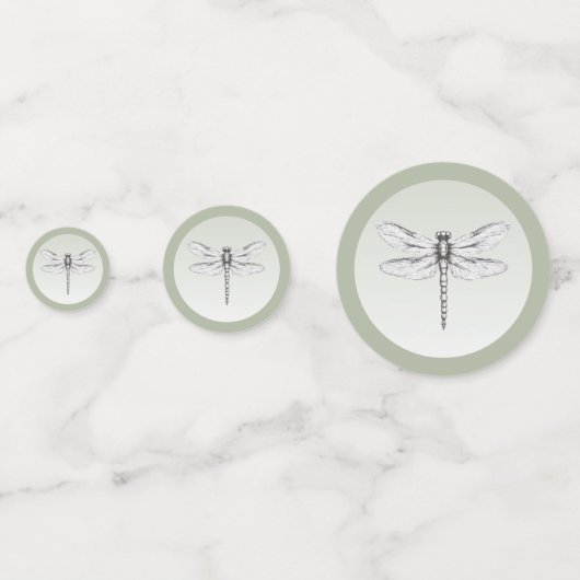 Sage Green Dragonfly Monogram Huwelijk Confetti (Achterkanten)